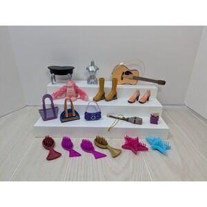 MGA Bratz Doll Accessories Lot Pink Monkey Shoes Guitar Mannequin Brushes Bags +